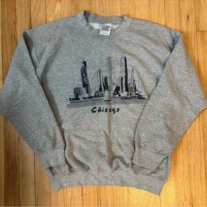 Vintage Gray Chicago Skyline Crewneck Sweatshirt | Size large